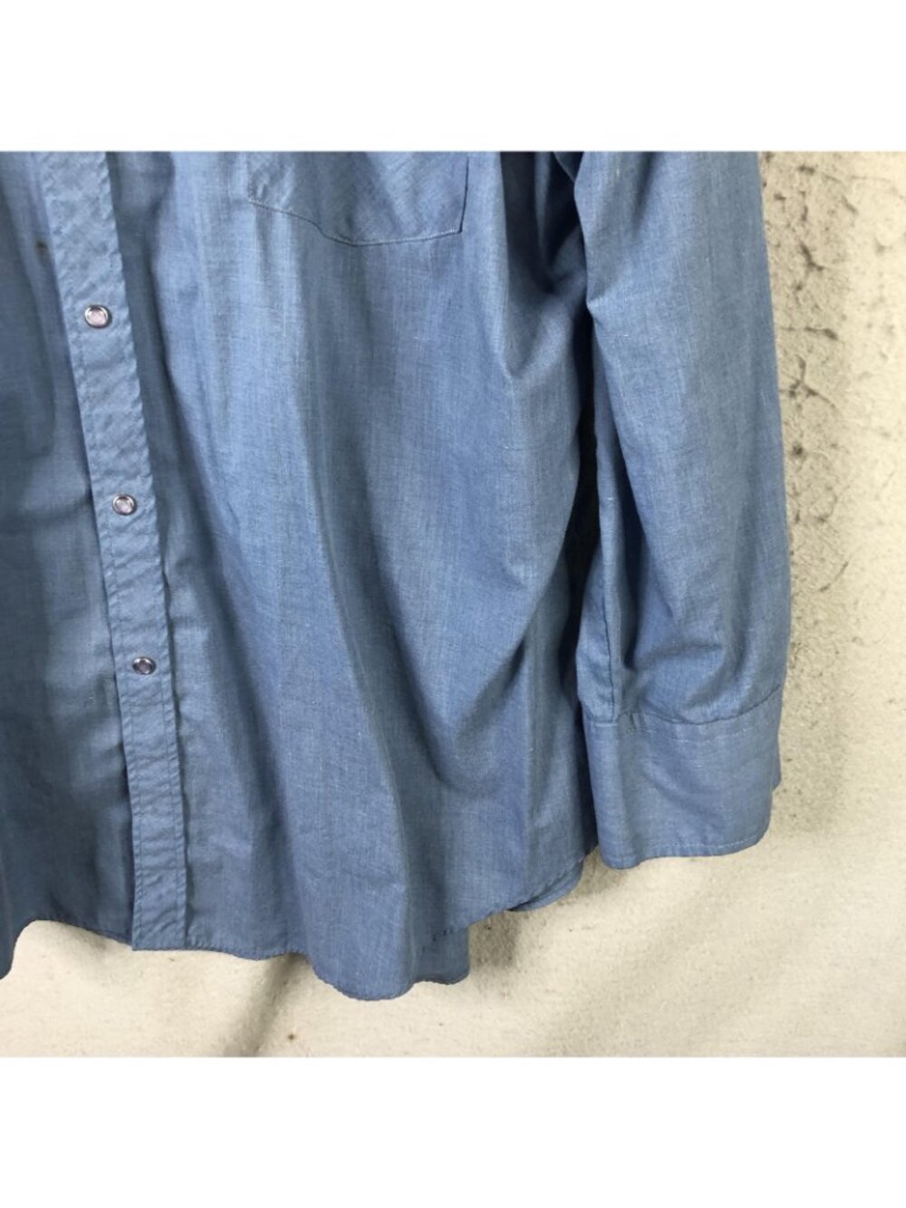 Western Shirt Mens XL Chambray Embroidered Snap Cowboy Ranch Rodeo Scrolls Thin - Picture 10 of 15